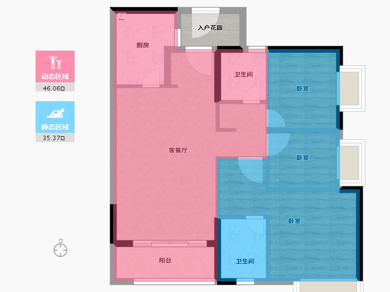 广东省-佛山市-时代廊桥-76.00-户型库-动静分区