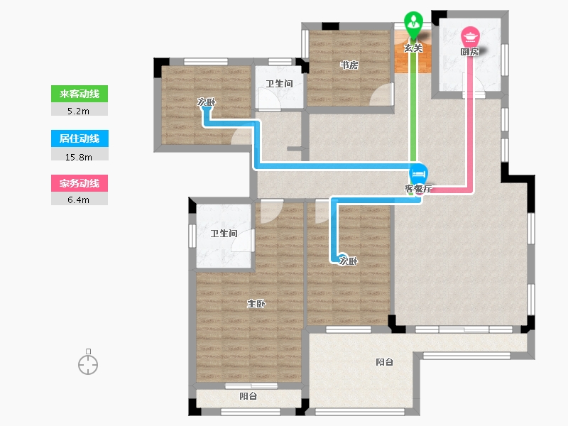 湖南省-长沙市-房聚云台府-125.75-户型库-动静线