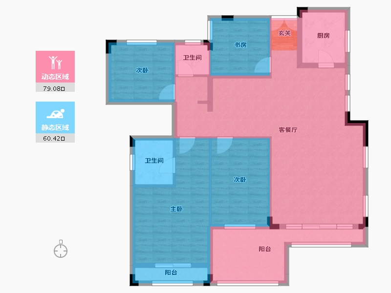 湖南省-长沙市-房聚云台府-125.75-户型库-动静分区