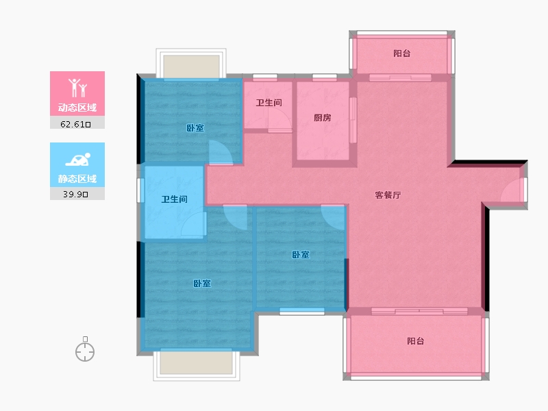 湖南省-常德市-六合清华圆-92.98-户型库-动静分区