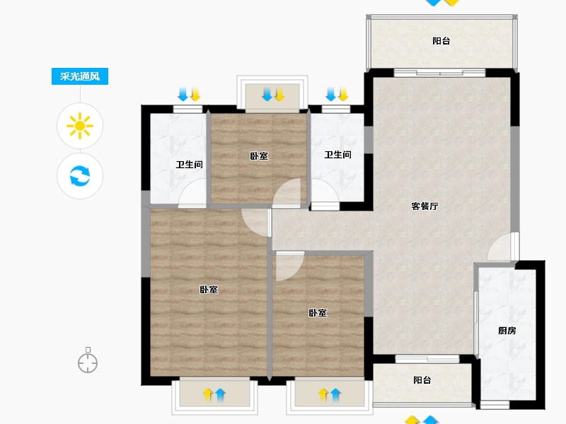 广东省-清远市-英德富力金禧花园-90.00-户型库-采光通风