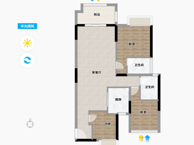 广东省-汕头市-三盛璞悦府-88.25-户型库-采光通风