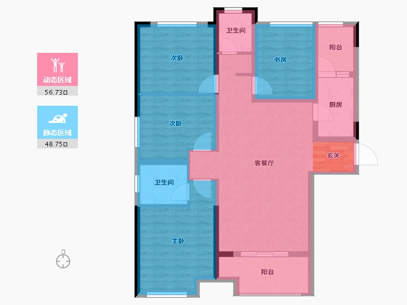 湖南省-长沙市-星语林南壹号-93.57-户型库-动静分区