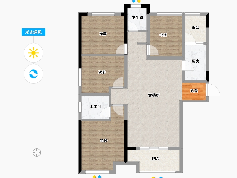 湖南省-长沙市-星语林南壹号-93.57-户型库-采光通风