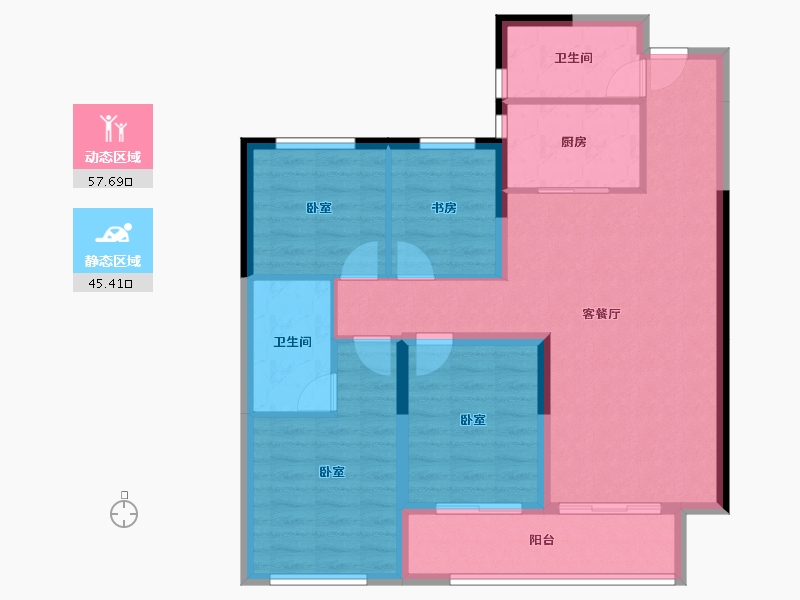 湖南省-长沙市-城发恒伟星雅韵-92.47-户型库-动静分区