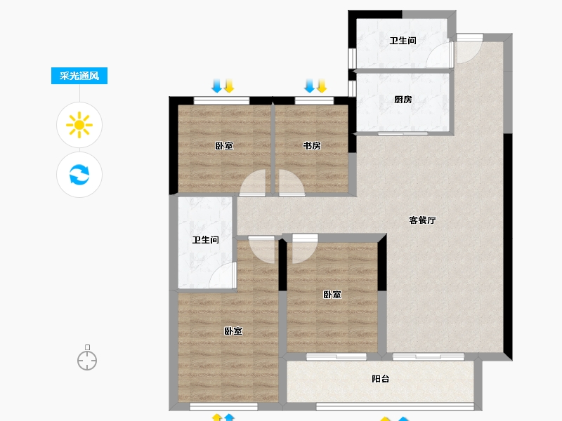 湖南省-长沙市-城发恒伟星雅韵-92.47-户型库-采光通风