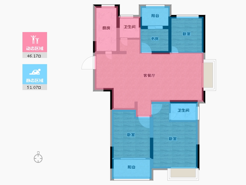 浙江省-嘉兴市-中天熙和诚品-86.00-户型库-动静分区