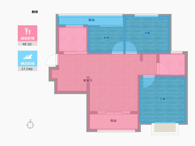 山东省-济宁市-龙翔任兴1号-75.00-户型库-动静分区