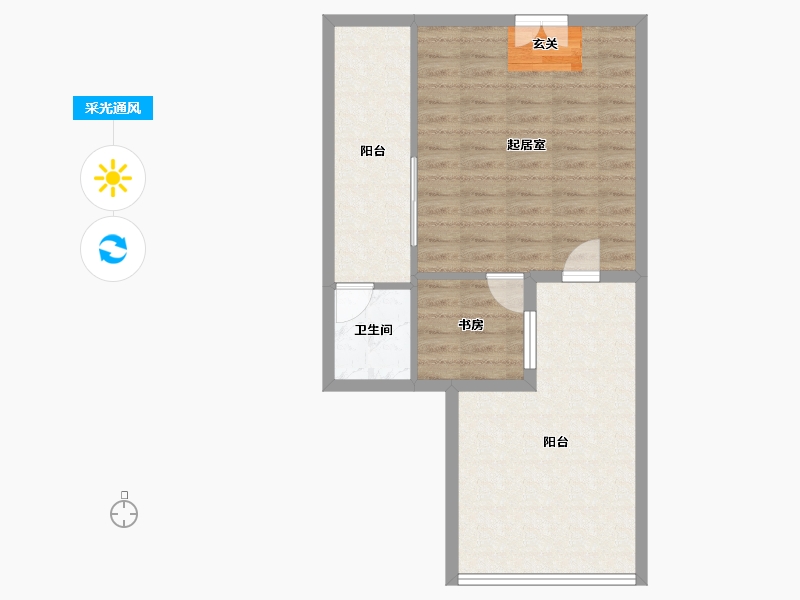 湖南省-长沙市-房聚云台府-60.93-户型库-采光通风