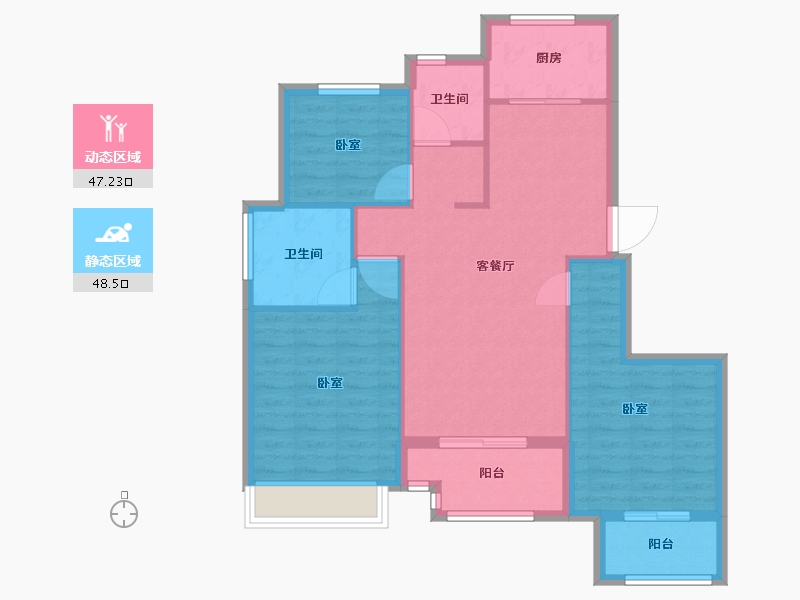 浙江省-嘉兴市-江湾府-86.47-户型库-动静分区