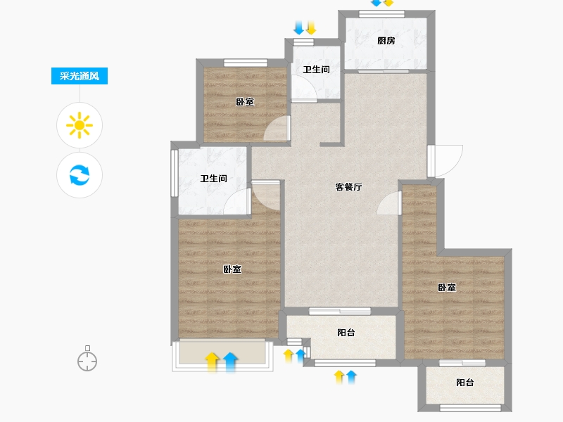 浙江省-嘉兴市-江湾府-86.47-户型库-采光通风