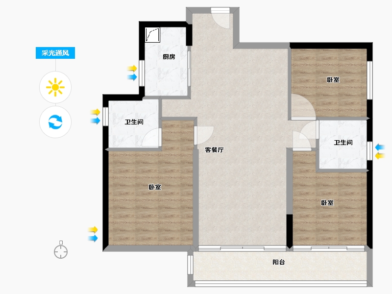 广东省-东莞市-碧桂园城央壹品-99.16-户型库-采光通风