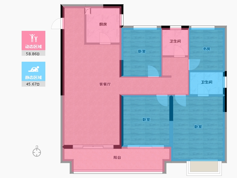 浙江省-嘉兴市-大发·融悦东方-94.00-户型库-动静分区