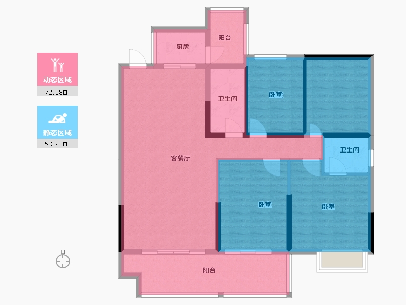 湖南省-衡阳市-汇丰时景-113.69-户型库-动静分区