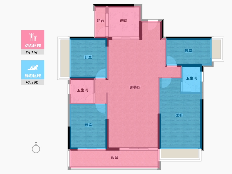 广东省-清远市-碧桂园东华首府-107.20-户型库-动静分区