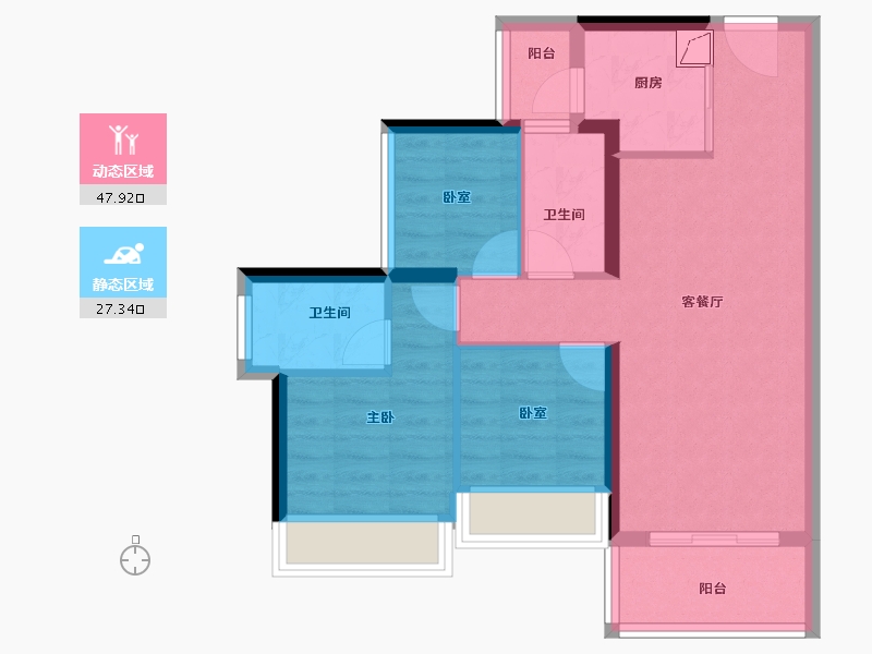 广东省-佛山市-龙光碧桂园悦府-66.31-户型库-动静分区