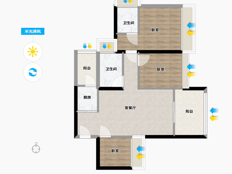 广东省-深圳市-新锦安海纳公馆-71.00-户型库-采光通风