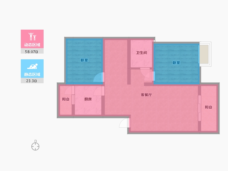 四川省-成都市-富堂金湾-71.65-户型库-动静分区