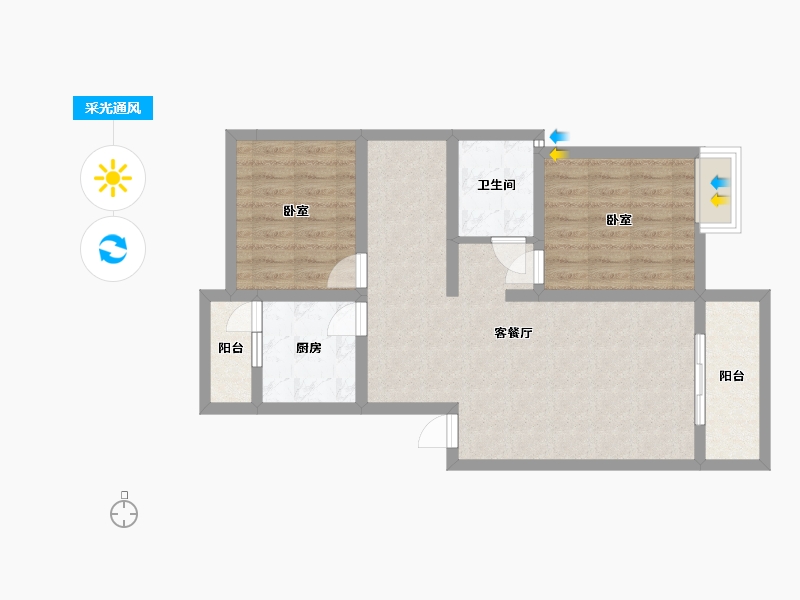 四川省-成都市-富堂金湾-71.65-户型库-采光通风