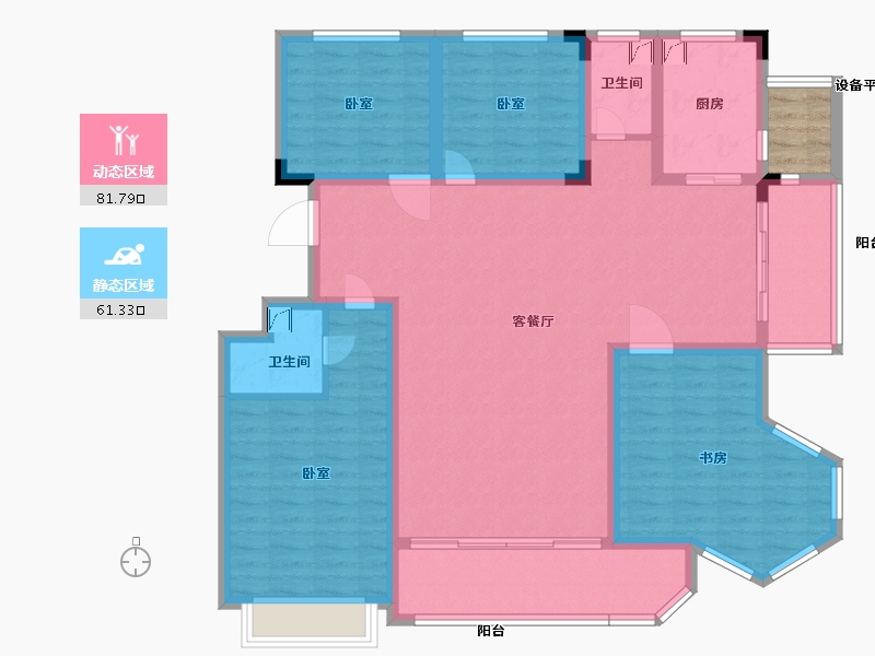 山东省-泰安市-竹溪山居-130.53-户型库-动静分区