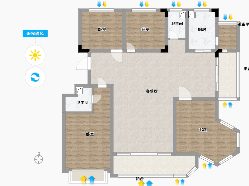 山东省-泰安市-竹溪山居-130.53-户型库-采光通风