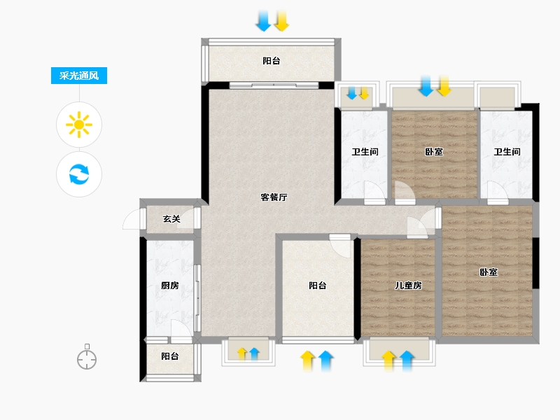 广东省-东莞市-翔龙天地-117.33-户型库-采光通风