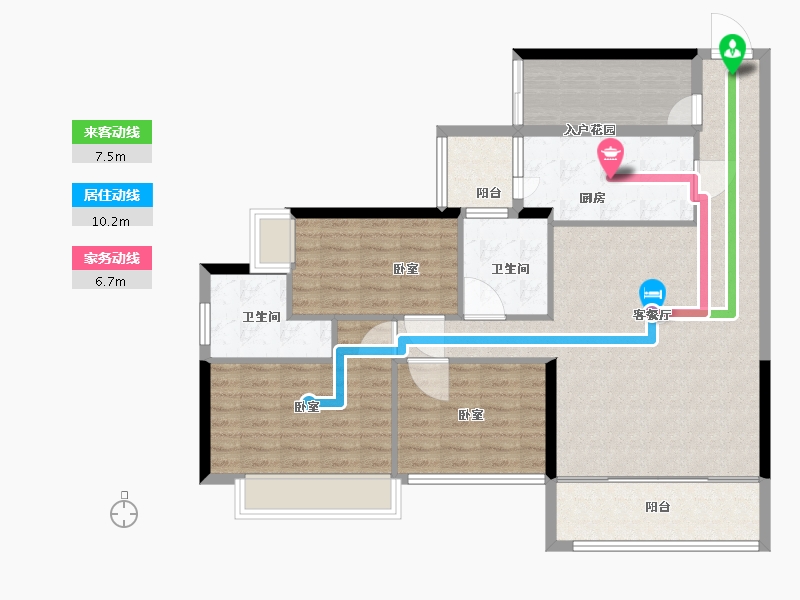 湖南省-郴州市-北湖中央公园-106.69-户型库-动静线