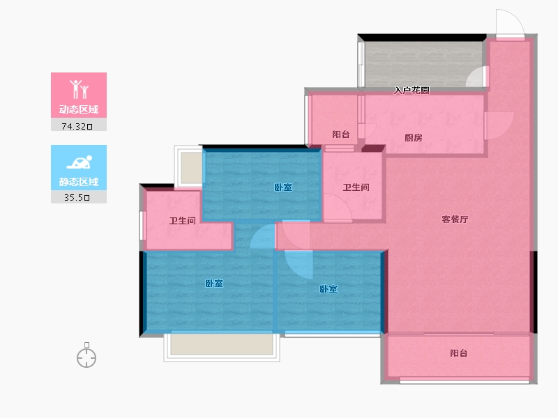 湖南省-郴州市-北湖中央公园-106.69-户型库-动静分区