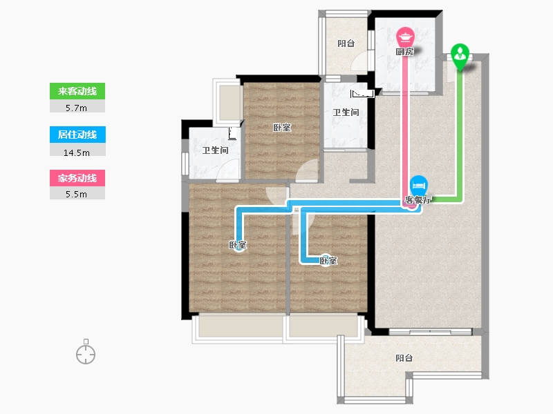 广东省-清远市-碧桂园状元府-95.26-户型库-动静线