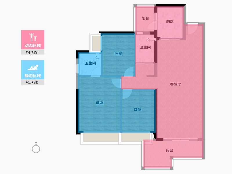 广东省-清远市-碧桂园状元府-95.26-户型库-动静分区