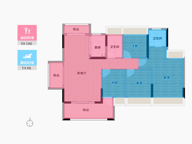 广东省-珠海市-恒荣·格拉斯堡-111.83-户型库-动静分区