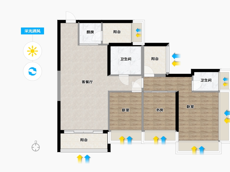 广东省-深圳市-新锦安海纳公馆-93.00-户型库-采光通风