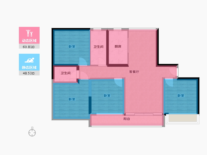 广东省-东莞市-新世纪君汇半岛-96.63-户型库-动静分区