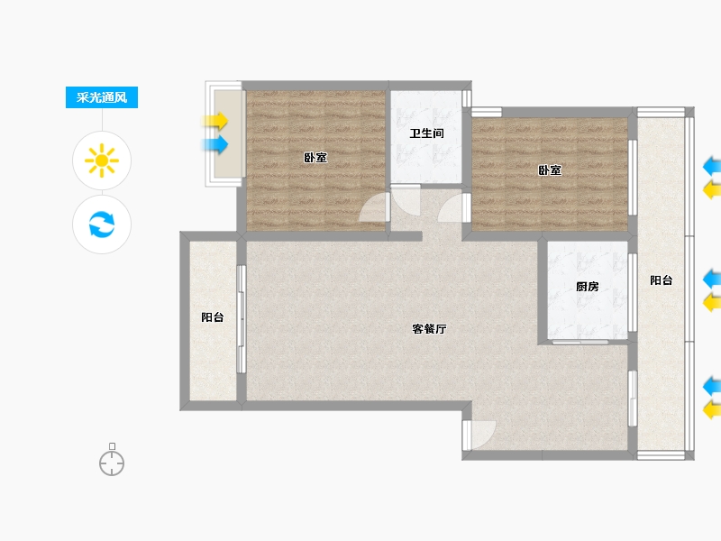 四川省-成都市-富堂金湾-100.08-户型库-采光通风