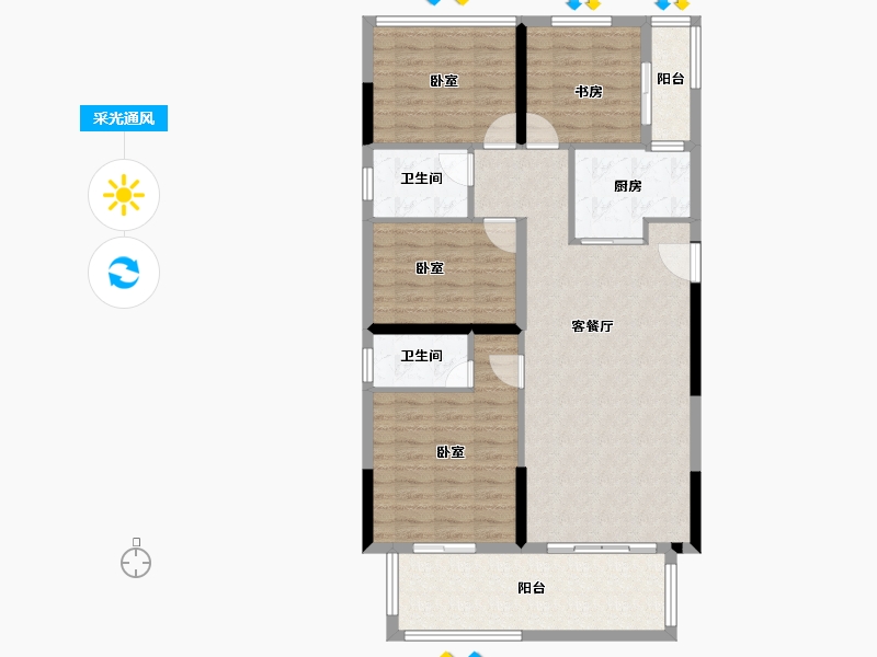 广东省-汕头市-三盛璞悦府-103.33-户型库-采光通风