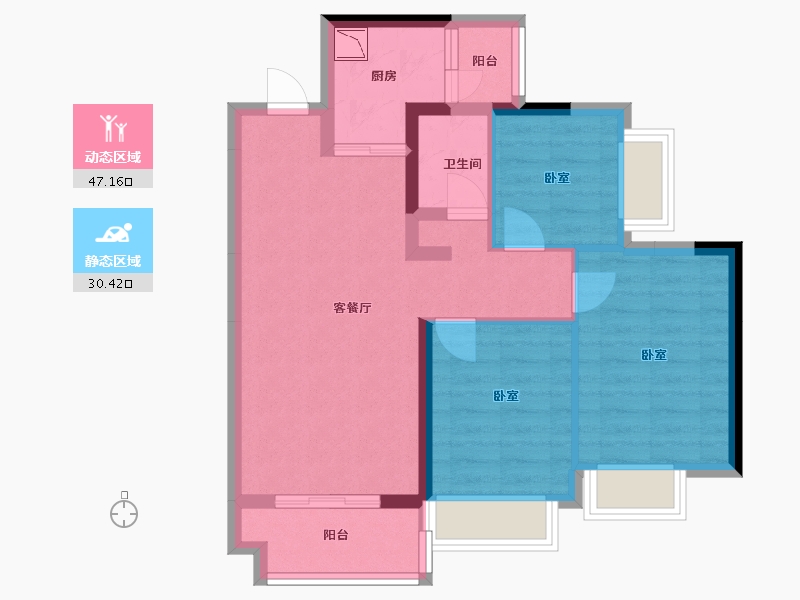 广东省-广州市-招商雍华府-68.13-户型库-动静分区