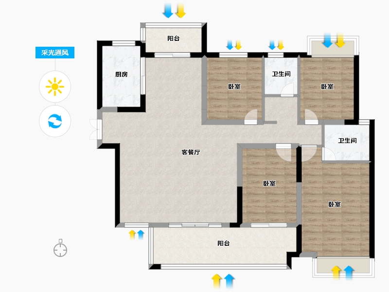 湖南省-长沙市-城发恒伟星雅韵-126.17-户型库-采光通风