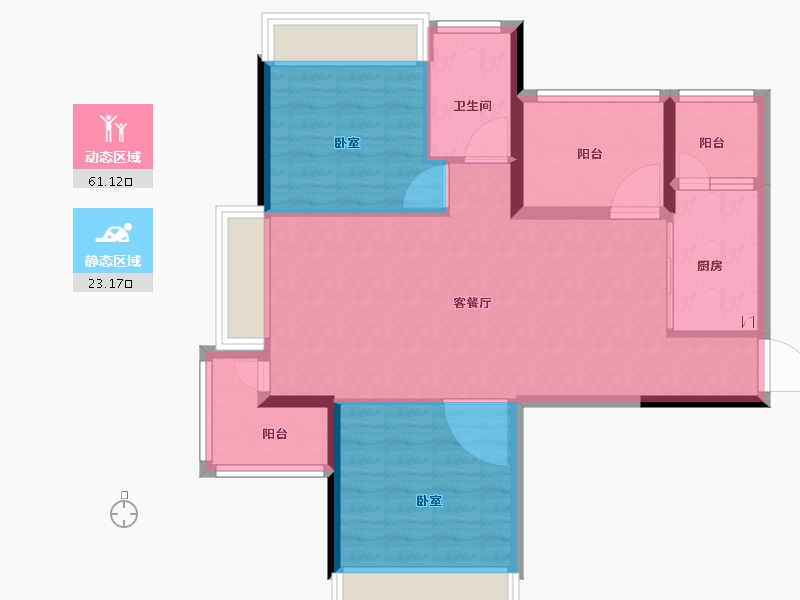 广东省-珠海市-藤荣尚府-75.46-户型库-动静分区