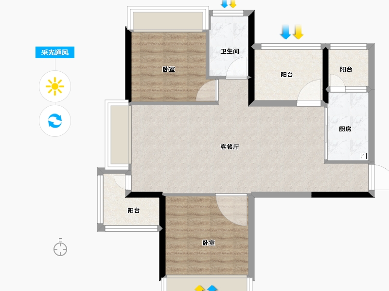 广东省-珠海市-藤荣尚府-75.46-户型库-采光通风