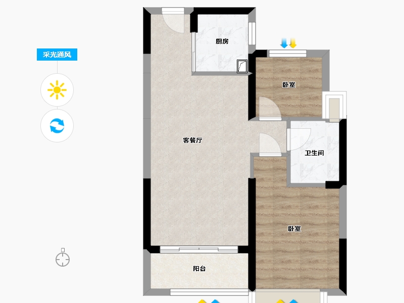 广东省-佛山市-国瑞温泉城-55.36-户型库-采光通风