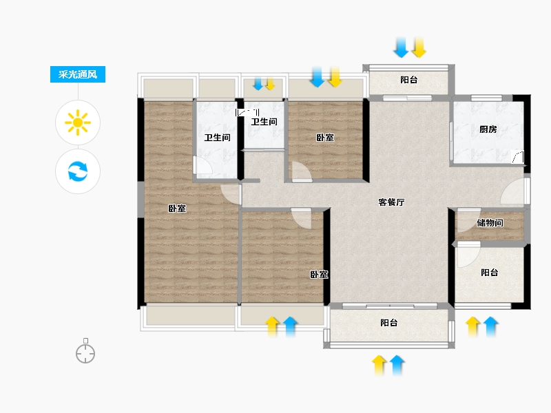 广东省-清远市-碧桂园状元府-118.22-户型库-采光通风