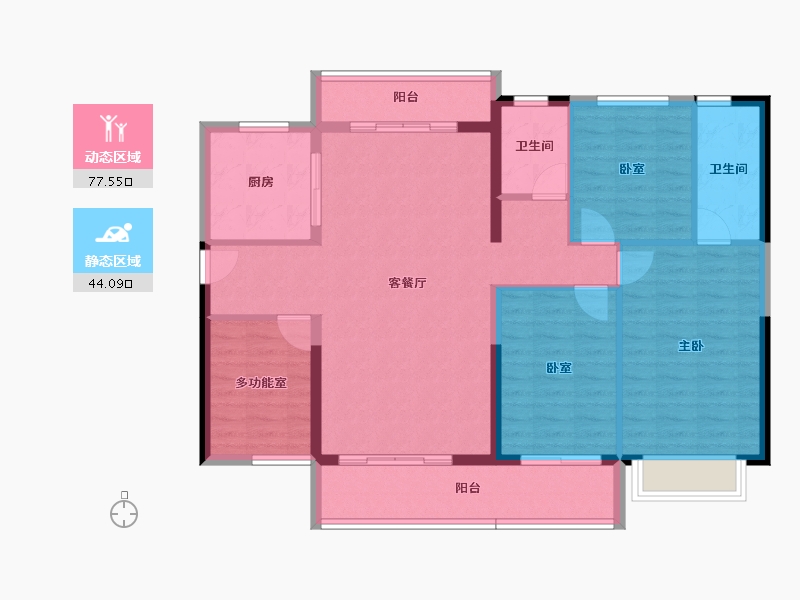 广东省-清远市-碧桂园东华首府-110.21-户型库-动静分区