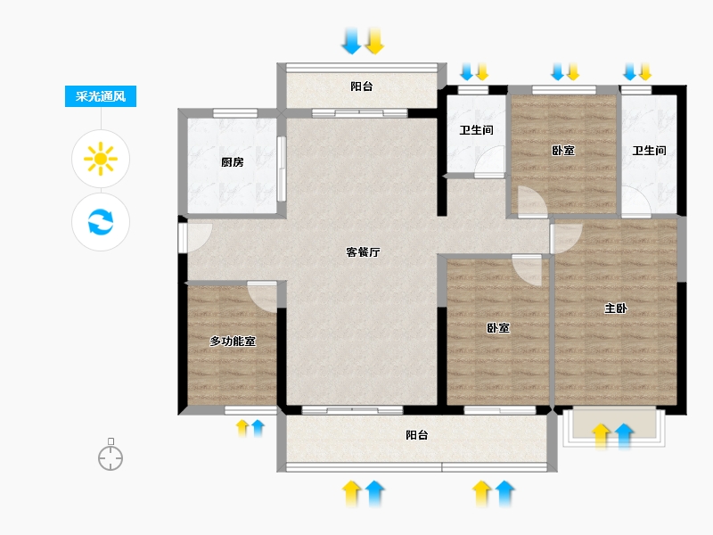 广东省-清远市-碧桂园东华首府-110.21-户型库-采光通风