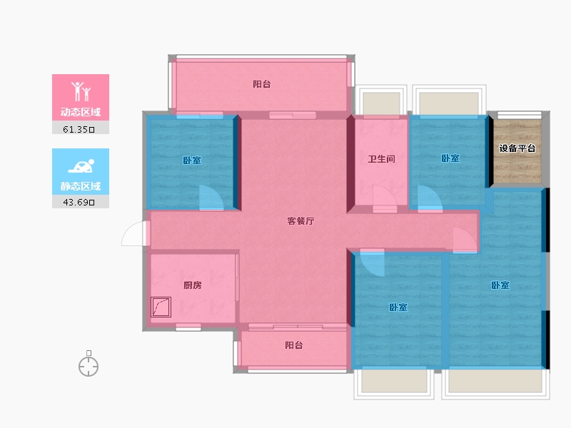 广东省-汕头市-金科博翠府-96.40-户型库-动静分区