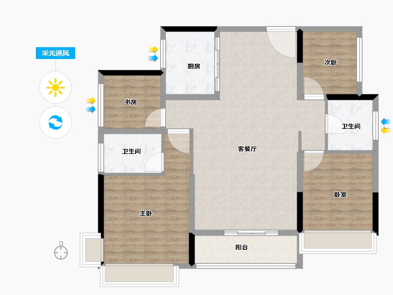 广东省-珠海市-福康花园二期-114.00-户型库-采光通风