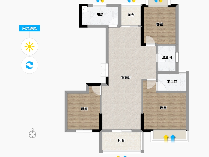 湖南省-长沙市-宇业东方红郡-83.59-户型库-采光通风