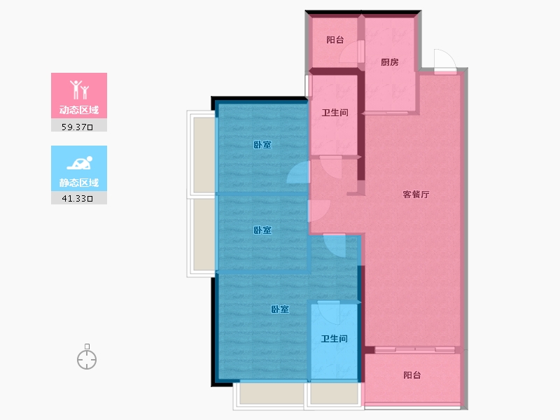 广东省-深圳市-京基·御景峯住宅-90.47-户型库-动静分区