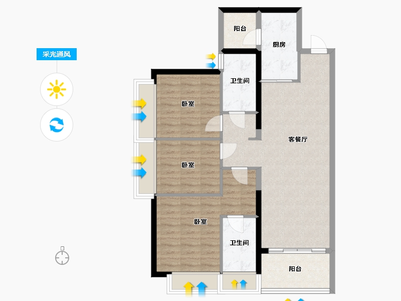 广东省-深圳市-京基·御景峯住宅-90.47-户型库-采光通风