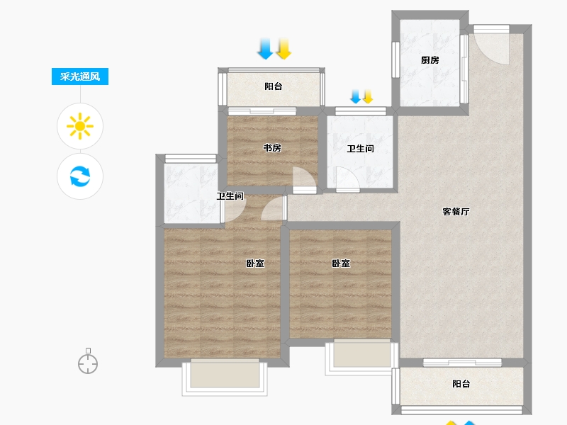 江西省-抚州市-学府新城-83.26-户型库-采光通风