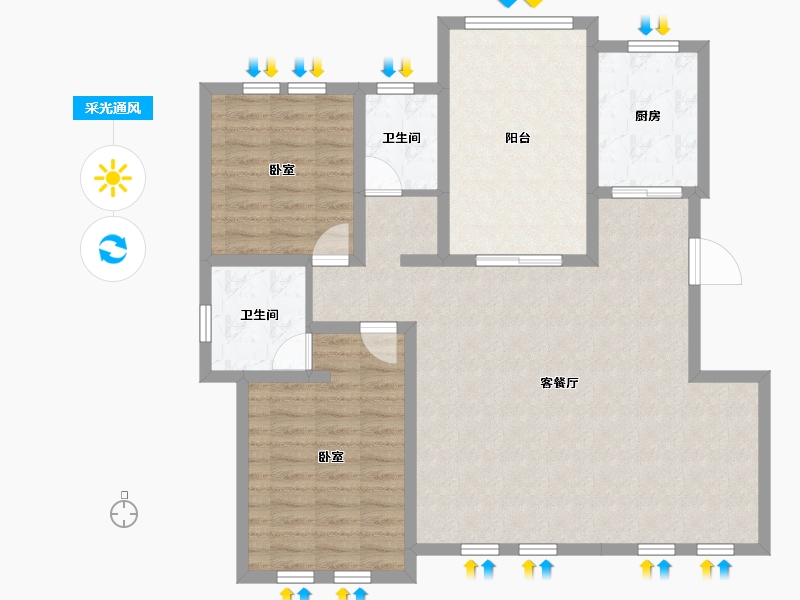 湖南省-娄底市-新地·公园1号-104.20-户型库-采光通风